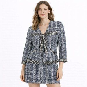 CAbi Reina 21 Club Houndstooth Tweed Blazer | Small | Matching Mini Skirt Size 6